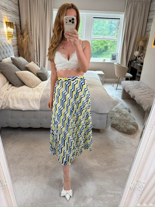 M&S Multicoloured Pleated Midi Skirt 8