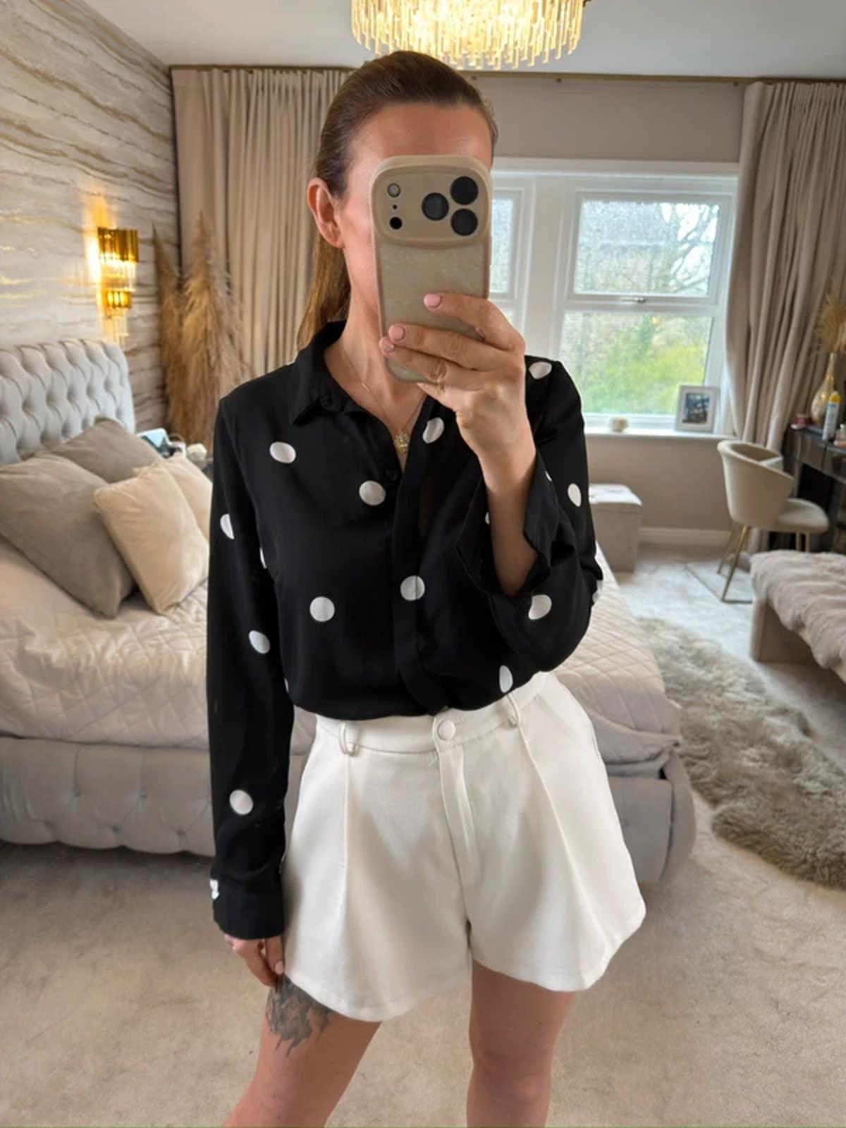 New Look Black & White Polka Dot Shirt 8