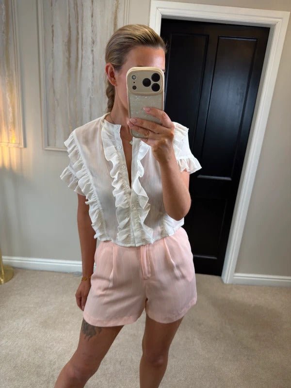 Miss Selfridge Light Pink & White Pinstripe Shorts 8