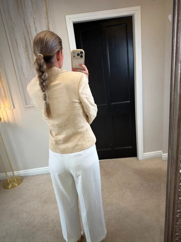 Vintage Mesut Cream Jacquard Blazer 12