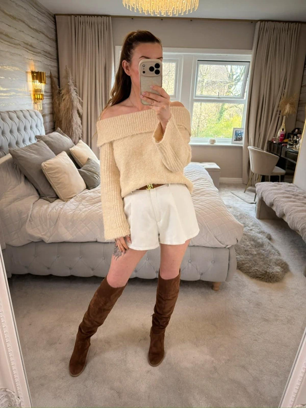 Kimchi Blue Cream Off The Shoulder Jumper XS