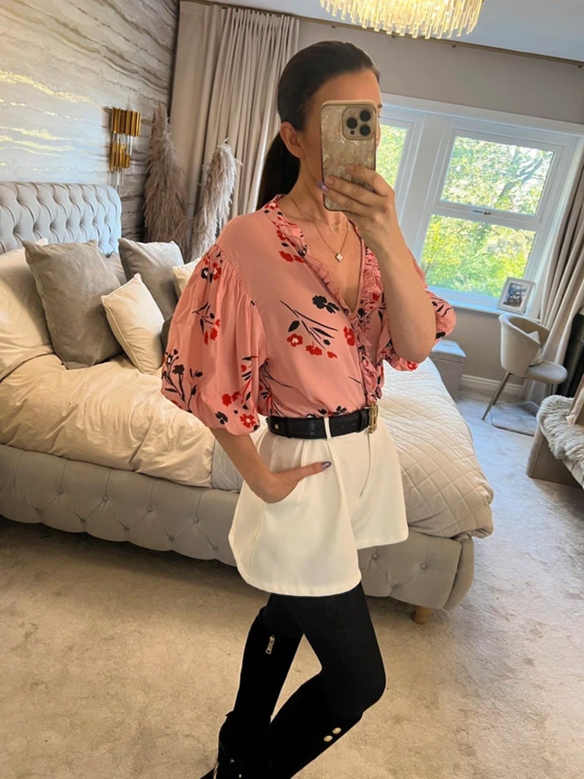 River Island Pink Floral Blouse 16