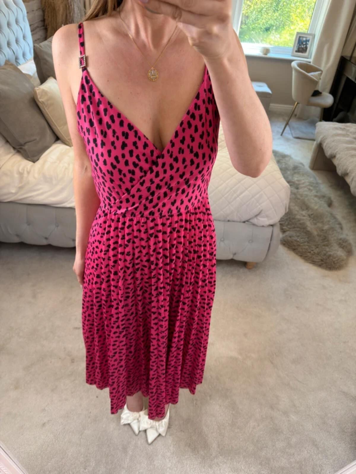 River Island Pink Pleated Diamanté Midi Dress 12