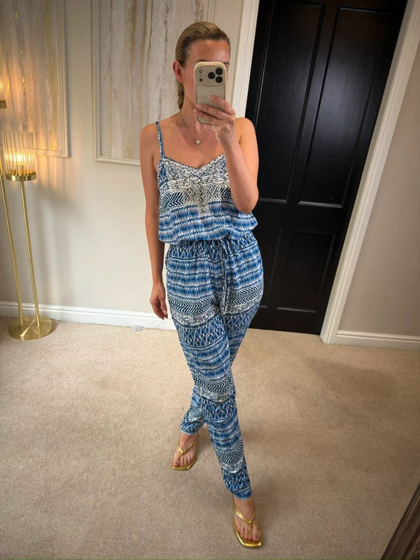 Monsoon Blue & White Embellished Jumpsuit 10