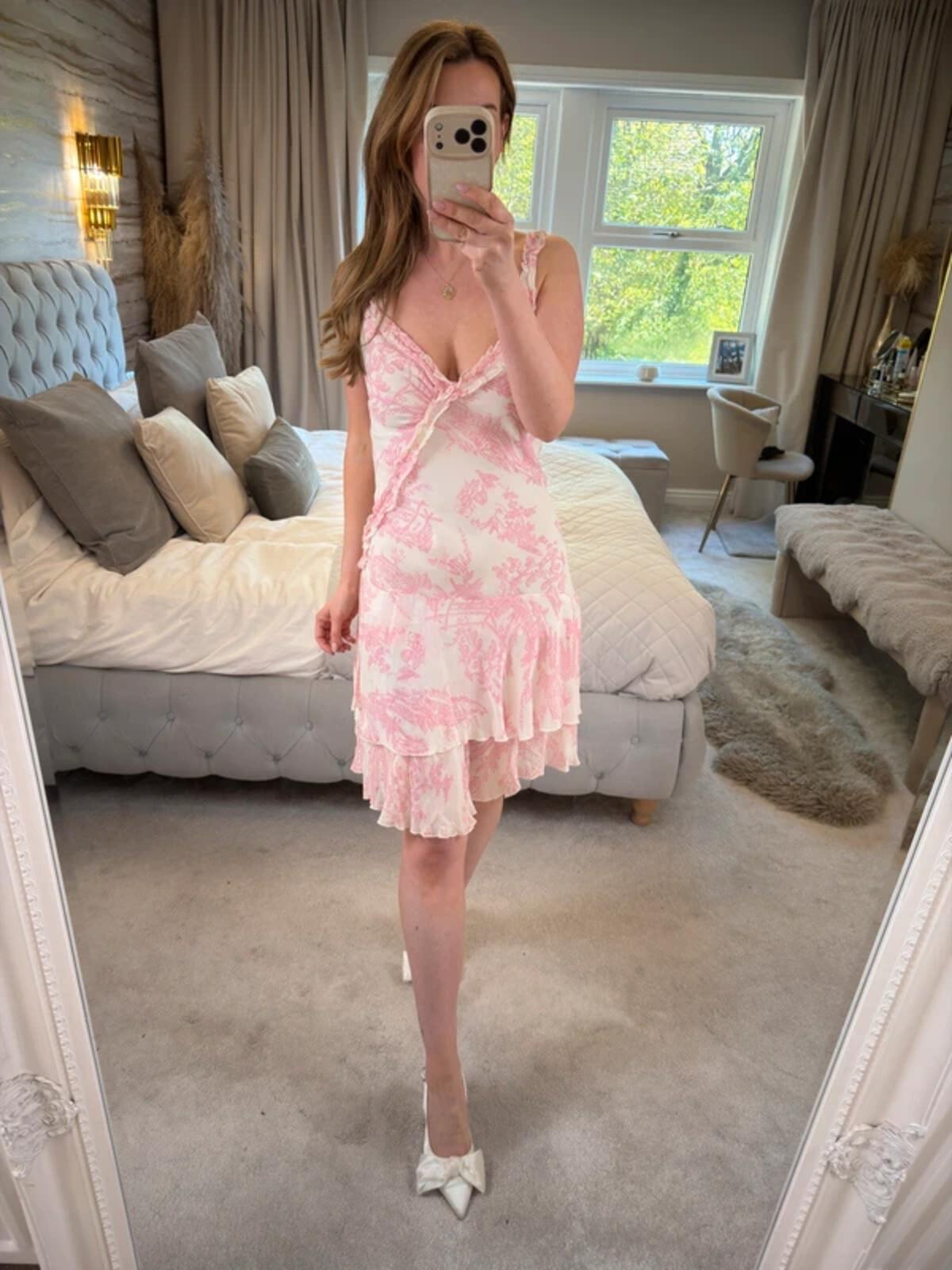 Vintage Urban Concepts White & Pink Frill Dress 10/12