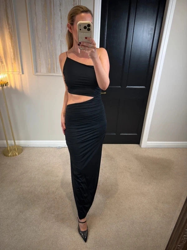 BNWT Zara Black Slinky Split Maxi Dress Medium