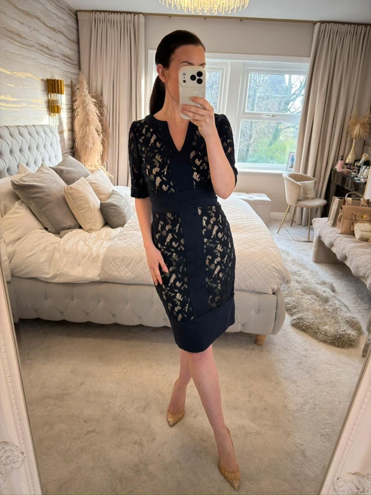 Phase Eight Navy Lace Dress 10