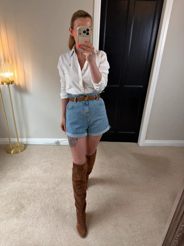 River Island Denim Paperbag Shorts 8