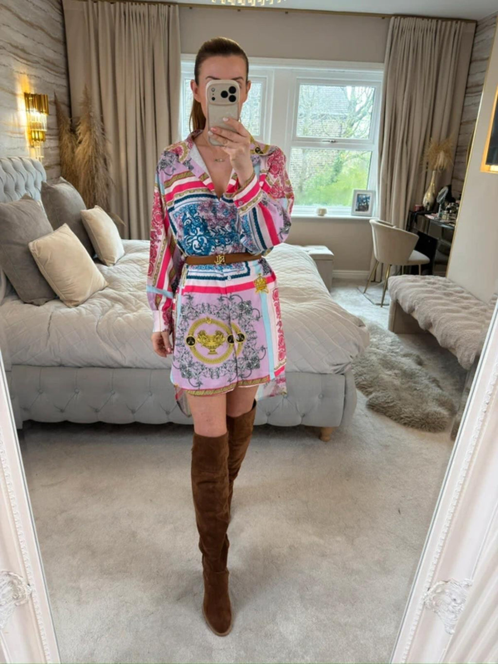 Oversized Multicoloured Longline Shirt Dress One Size