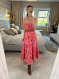 ⭐ Next Pink & Yellow Paisley Midi Dress Petite 10