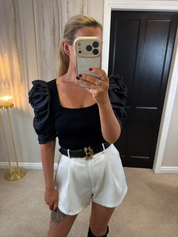 River Island Black Puff Sleeve Top 10