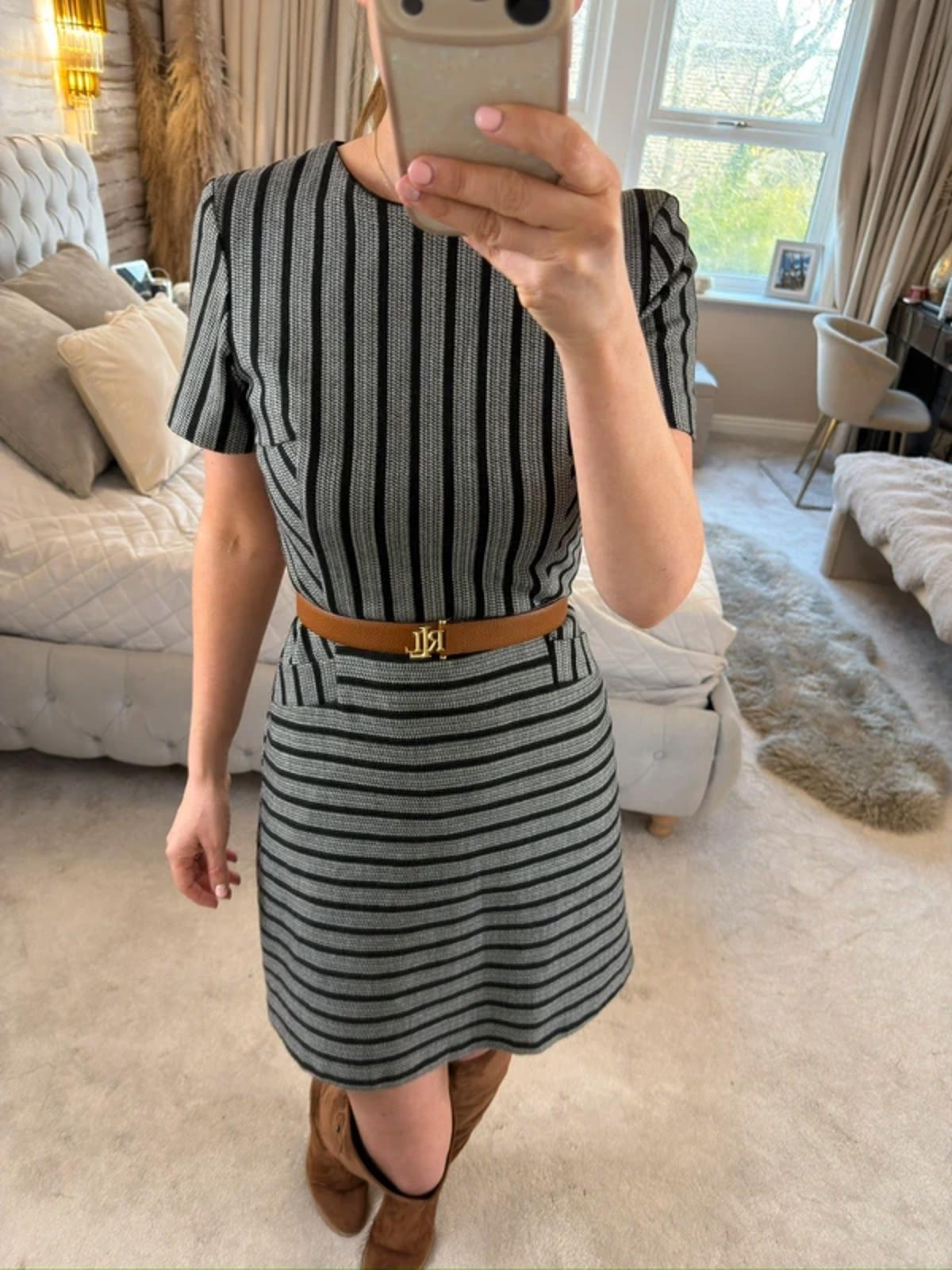 Oasis Black Striped Dress 8