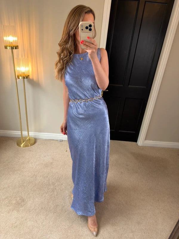 Vintage Monsoon Lilac /Blue  Textured Dress Large