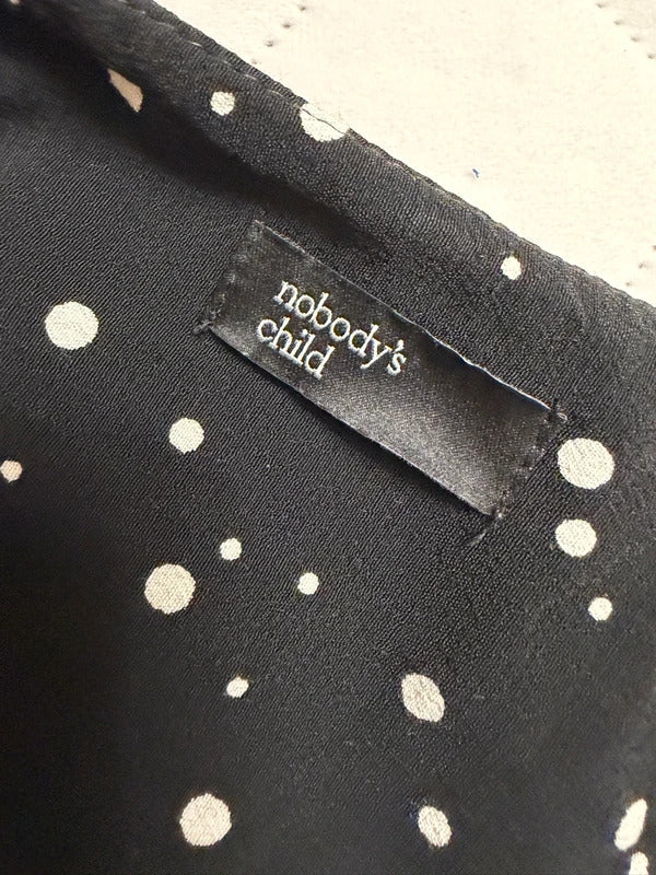 Nobody’s Child Black & White Polka Dot Frill Wrap Dress Size 8