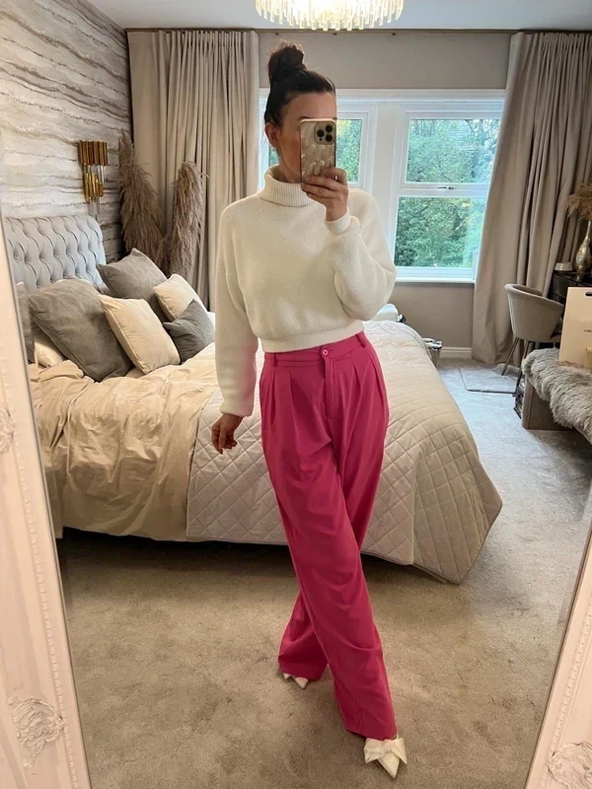 Pink Wide Leg Trousers Tall Small