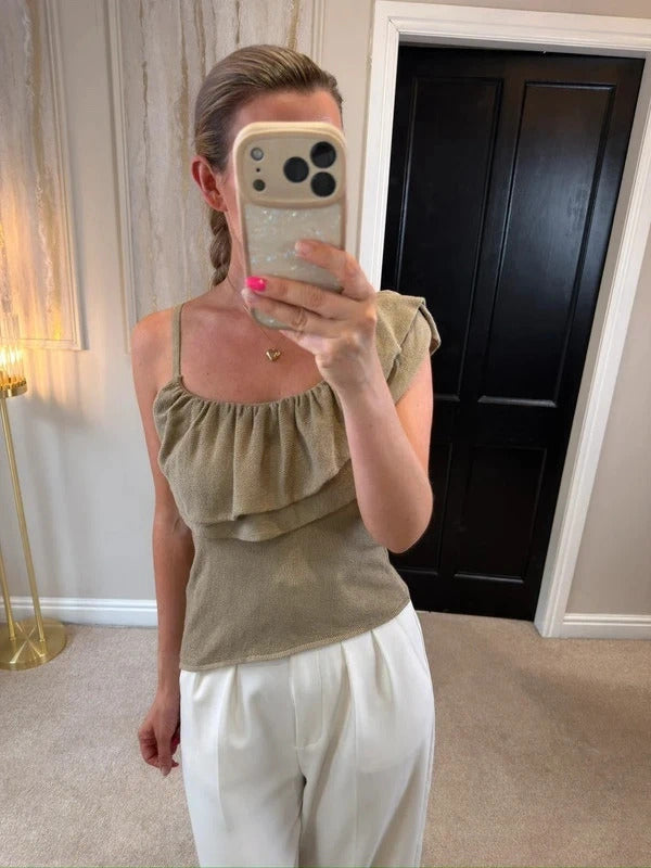 BNWT Zara Oatmeal Asymmetrical Knit Top Small