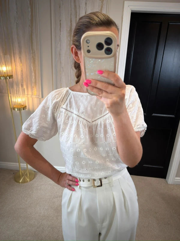Next White Broderie Anglaise Puff Sleeve Top 12