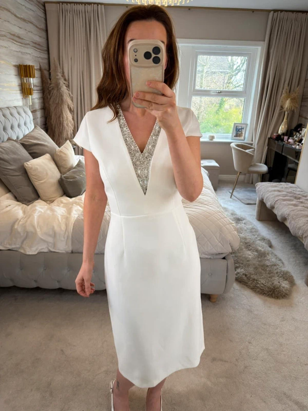 Ella Boo White Embellished Midi Dress 10