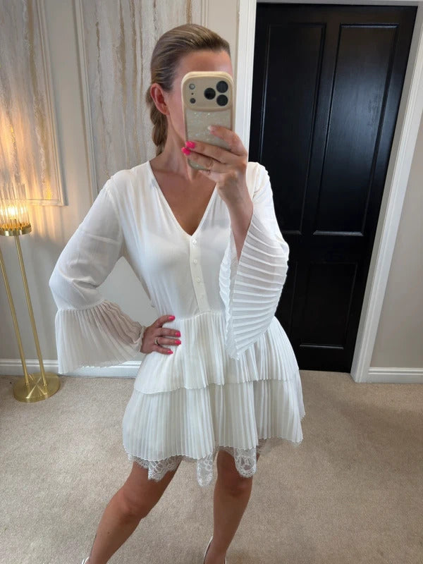 Zara White Pleated Tunic XS