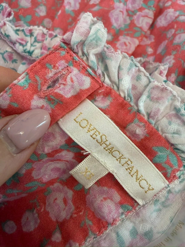 LoveShackFancy Stanton Patchwork Pink Floral Patchwork Dress XS