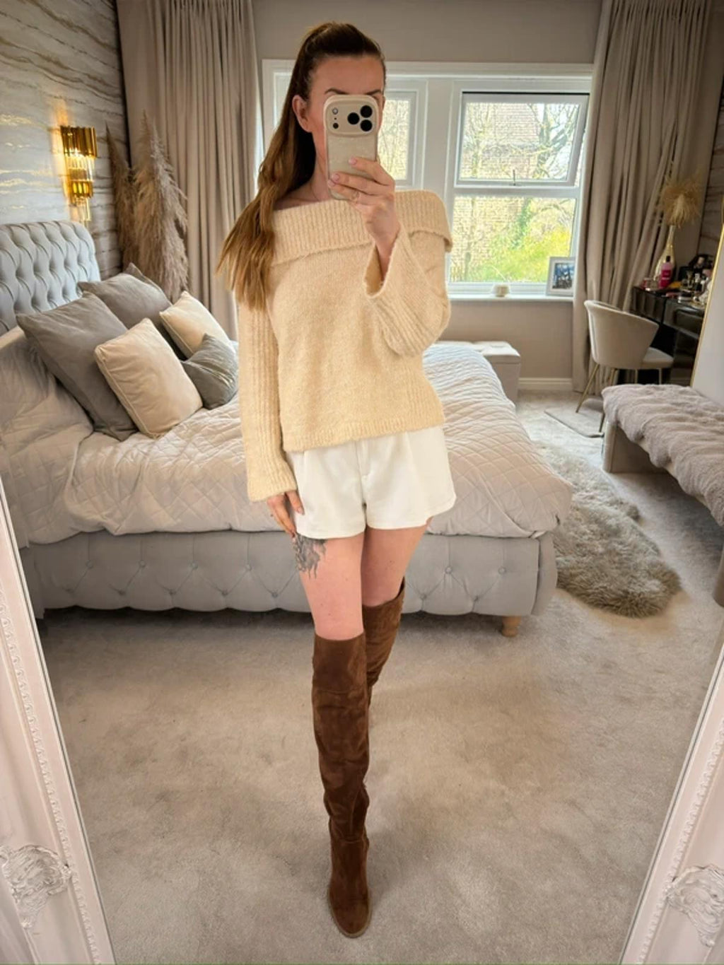 Kimchi Blue Cream Off The Shoulder Jumper XS