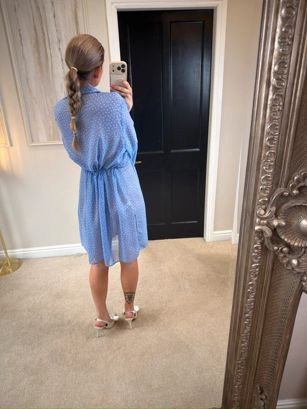 TU Light Blue Love Heart Sheer Shirt Dress XL