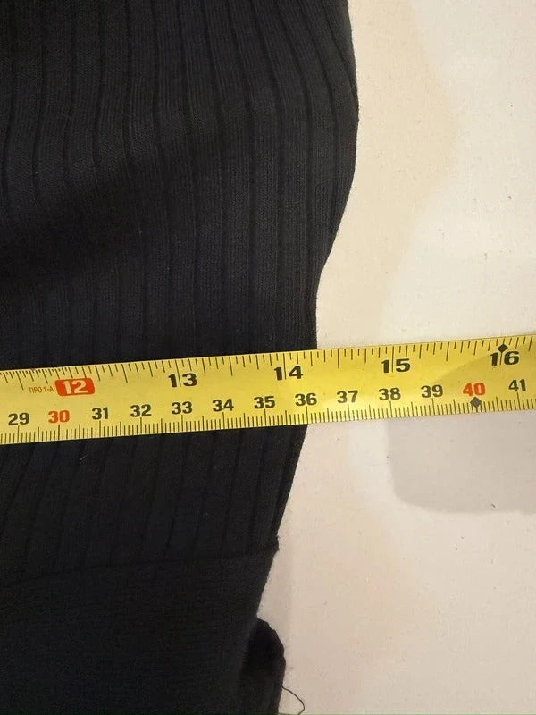Zara Black Ribbed Cut Out Midi Dress Medium