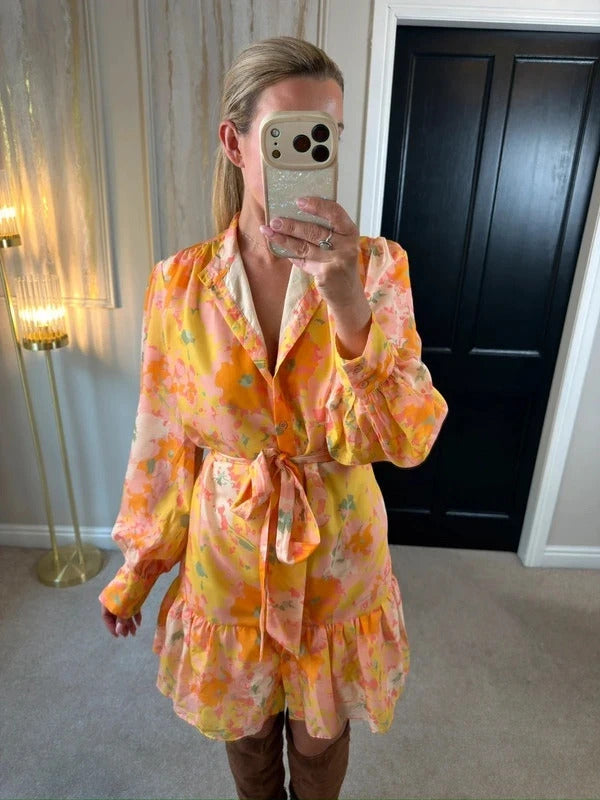 Oasis Multicoloured Floral Belted Shirt Dress 18