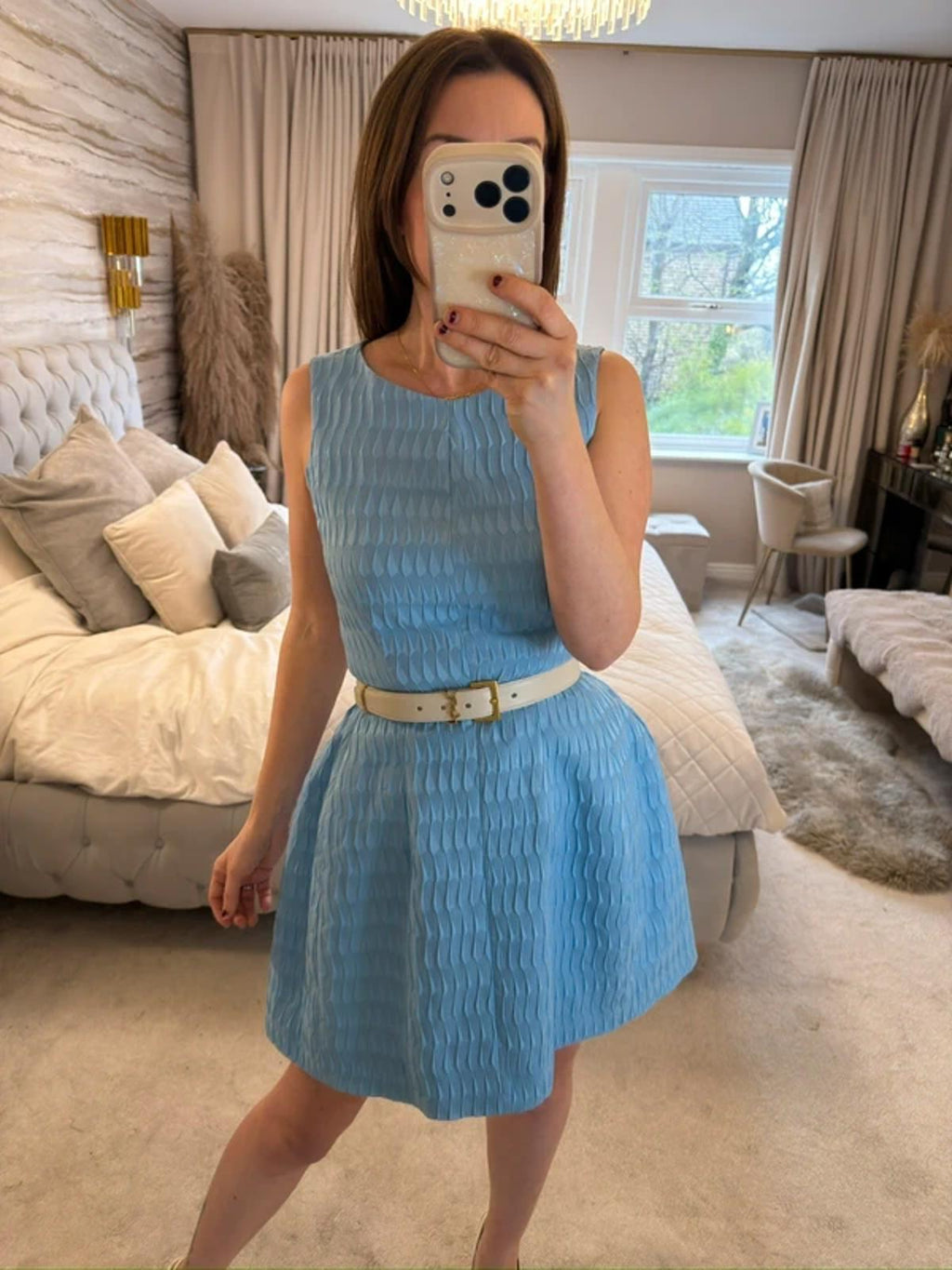 Vintage Blue Structured Mini Dress 10