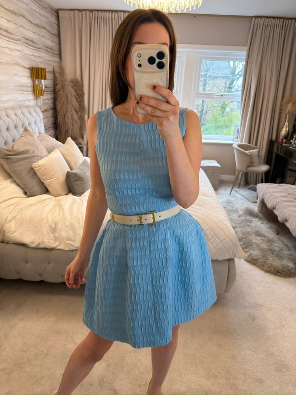 Vintage Blue Structured Mini Dress 10