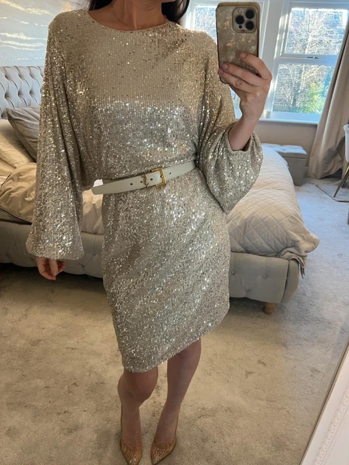 BNWT V By Very Champagne Sequin Dress 16 ⭐