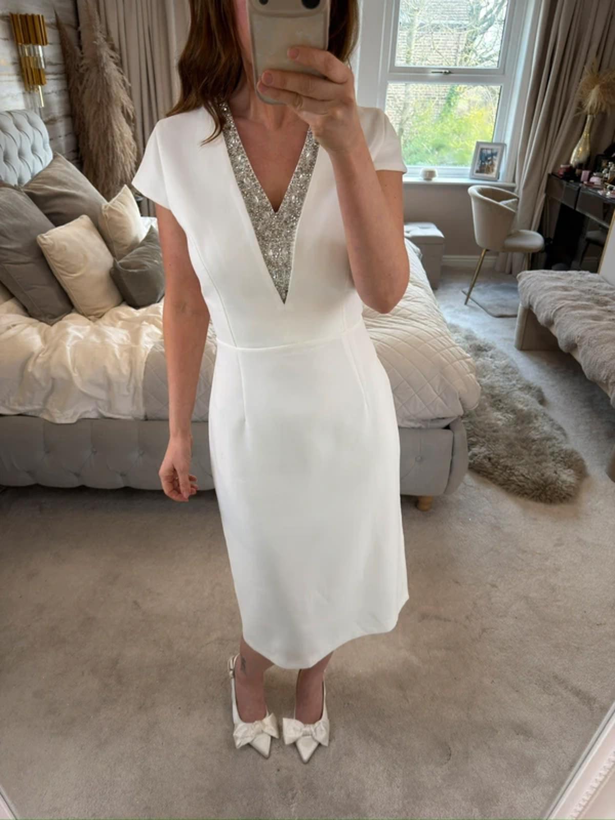 Ella Boo White Embellished Midi Dress 10