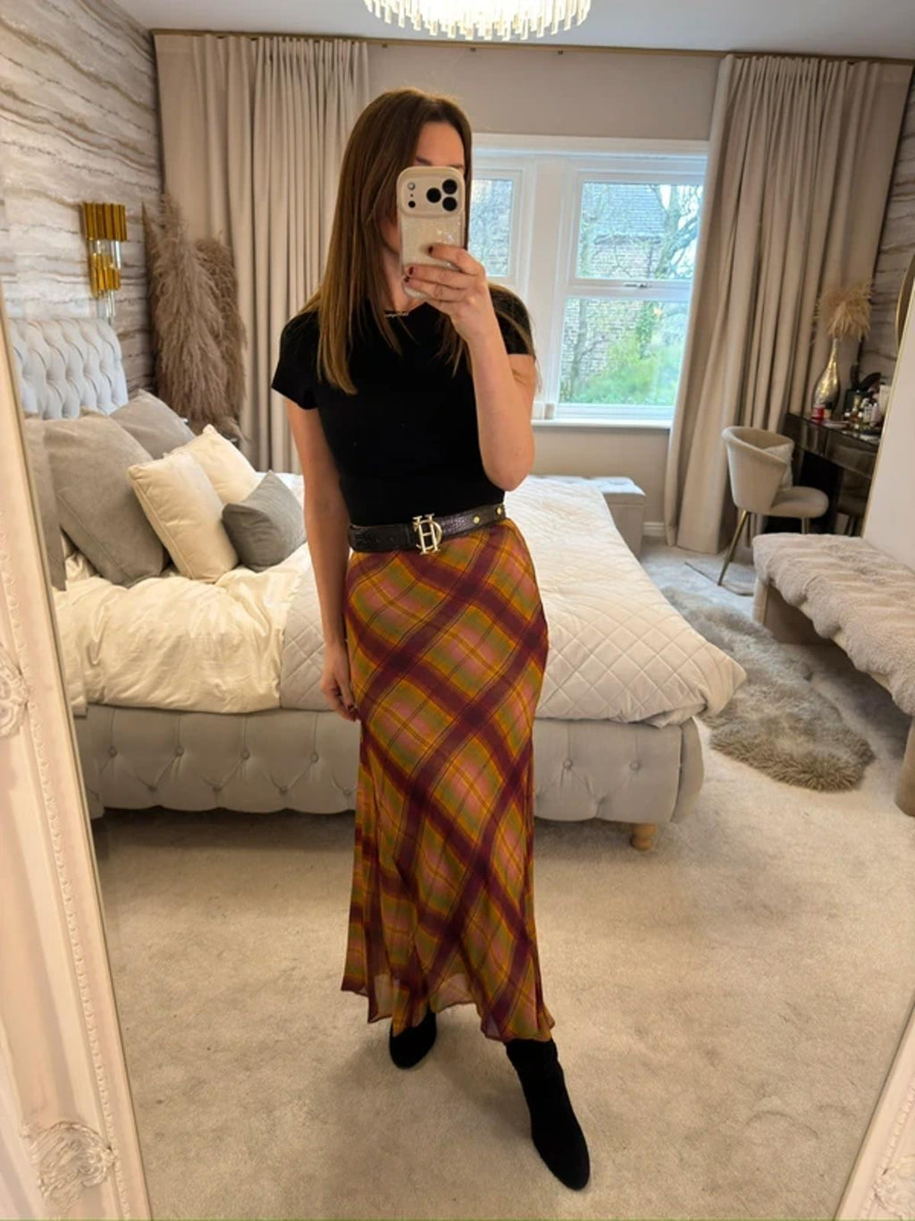 BNWT Zara Tartan Midi Skirt Small