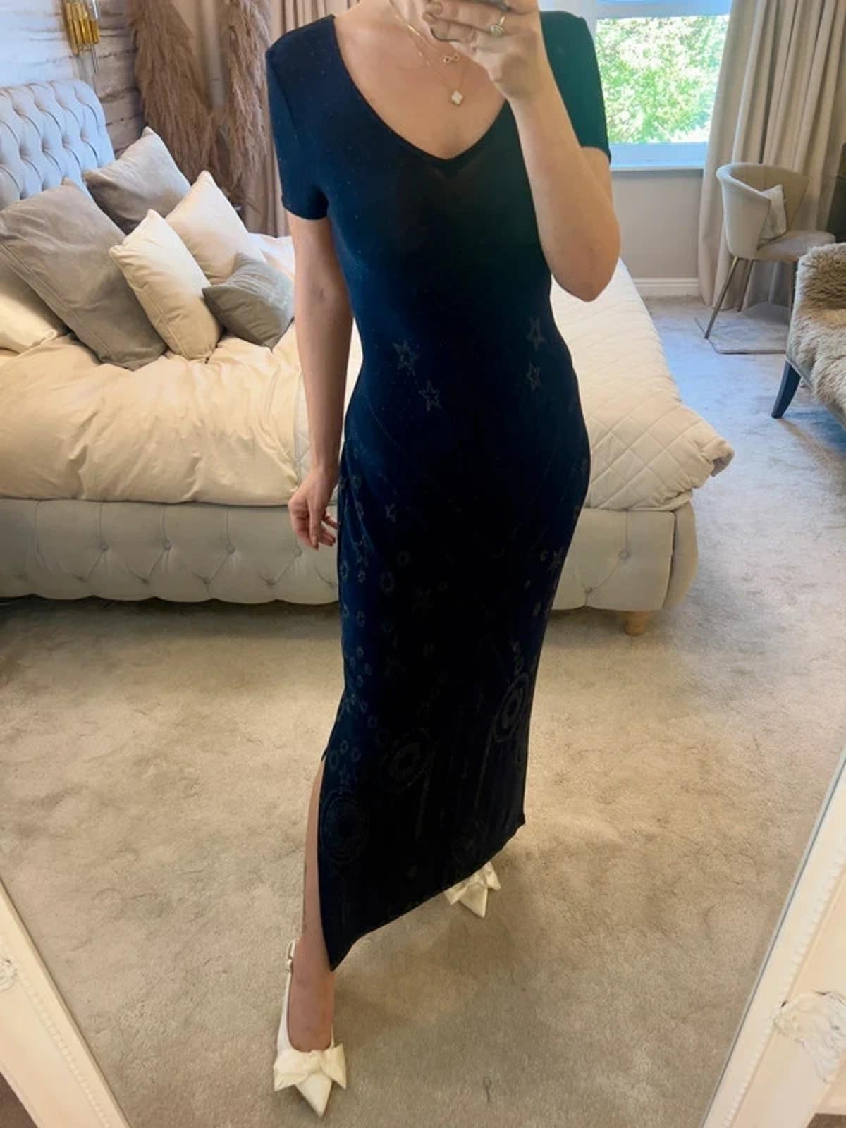 Algo Navy Glitter Maxi Dress 10