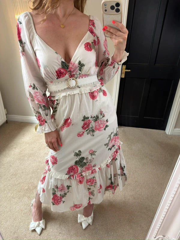 LoveShackFancy Pink Firefly Midi Dress
