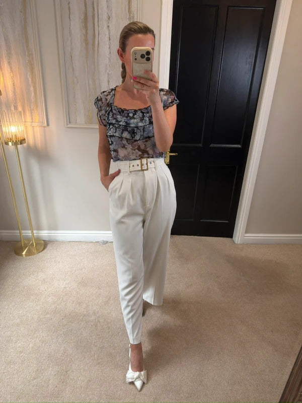 Y2K Sheer Floral Long Blouse Small