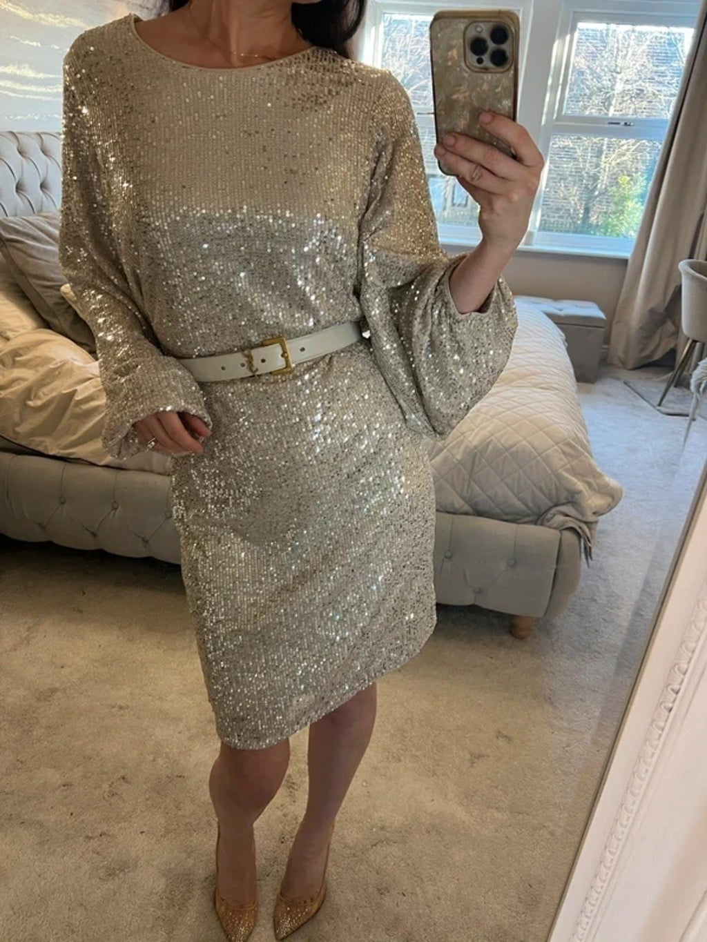 BNWT V By Very Champagne Sequin Dress 16 ⭐
