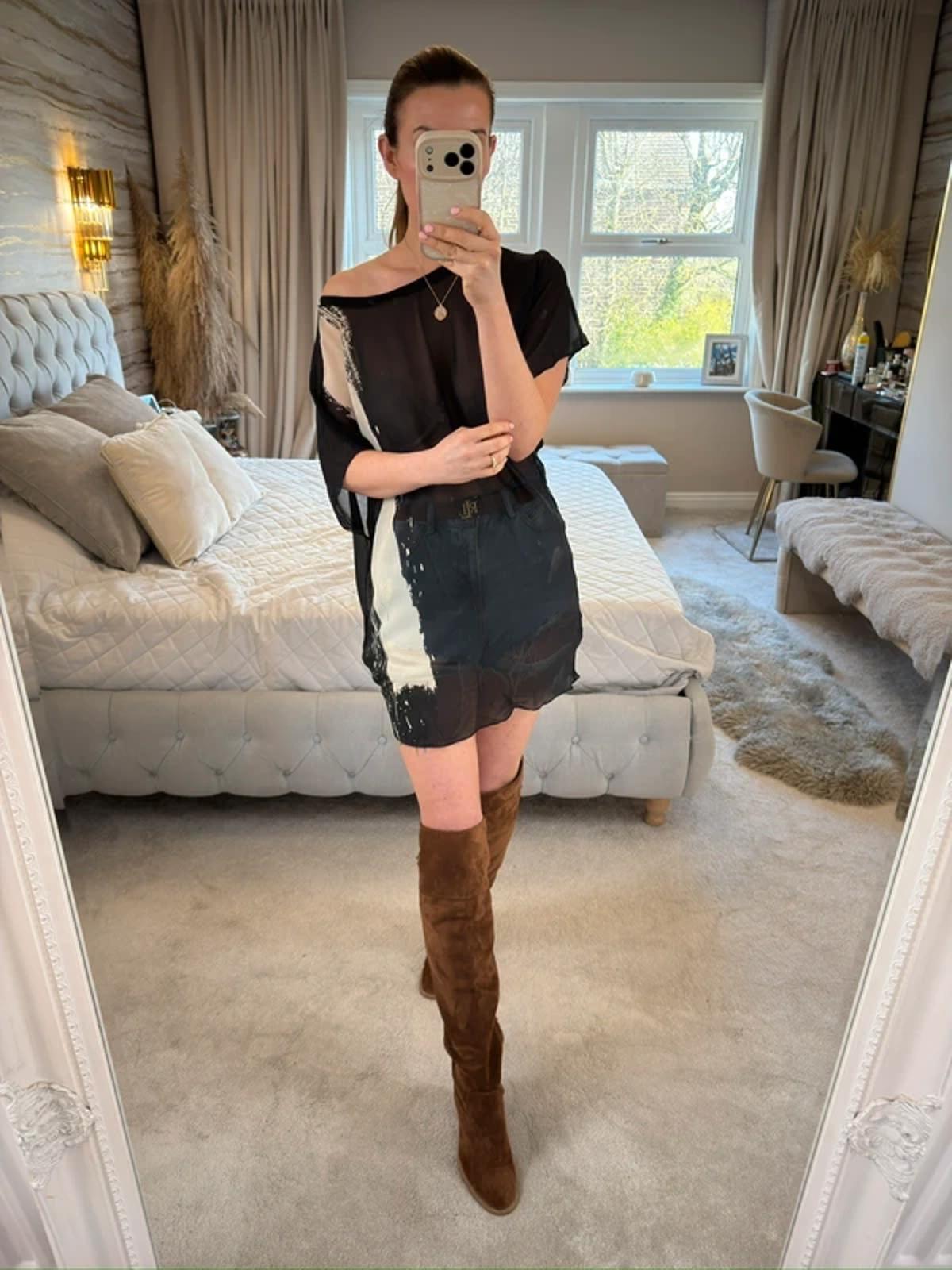 DKNY Black Sheer Silk Blouse Small