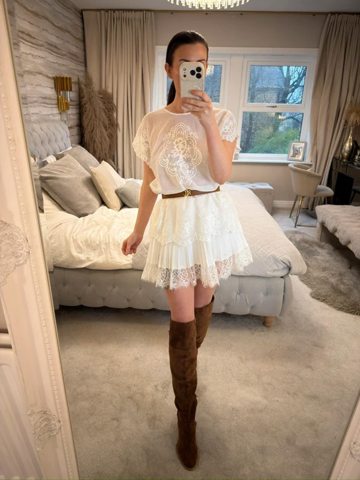 V by Very White Sheer Boho Top One Size