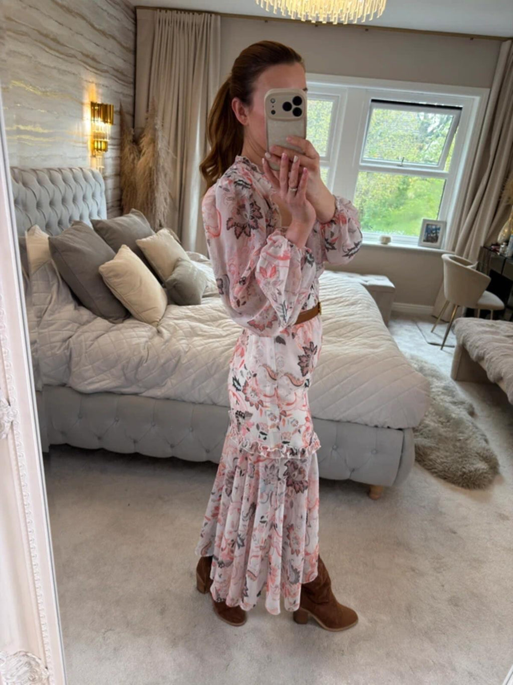 River Island Boho Tie Front Dip Hem Dress 8