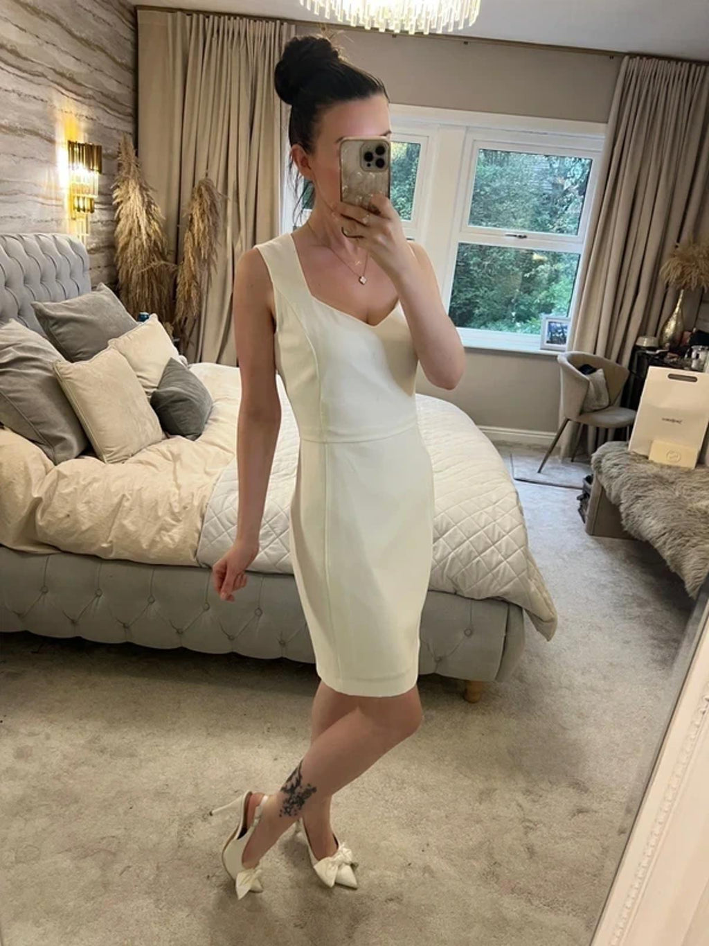 Mango White Formal Dress Medium