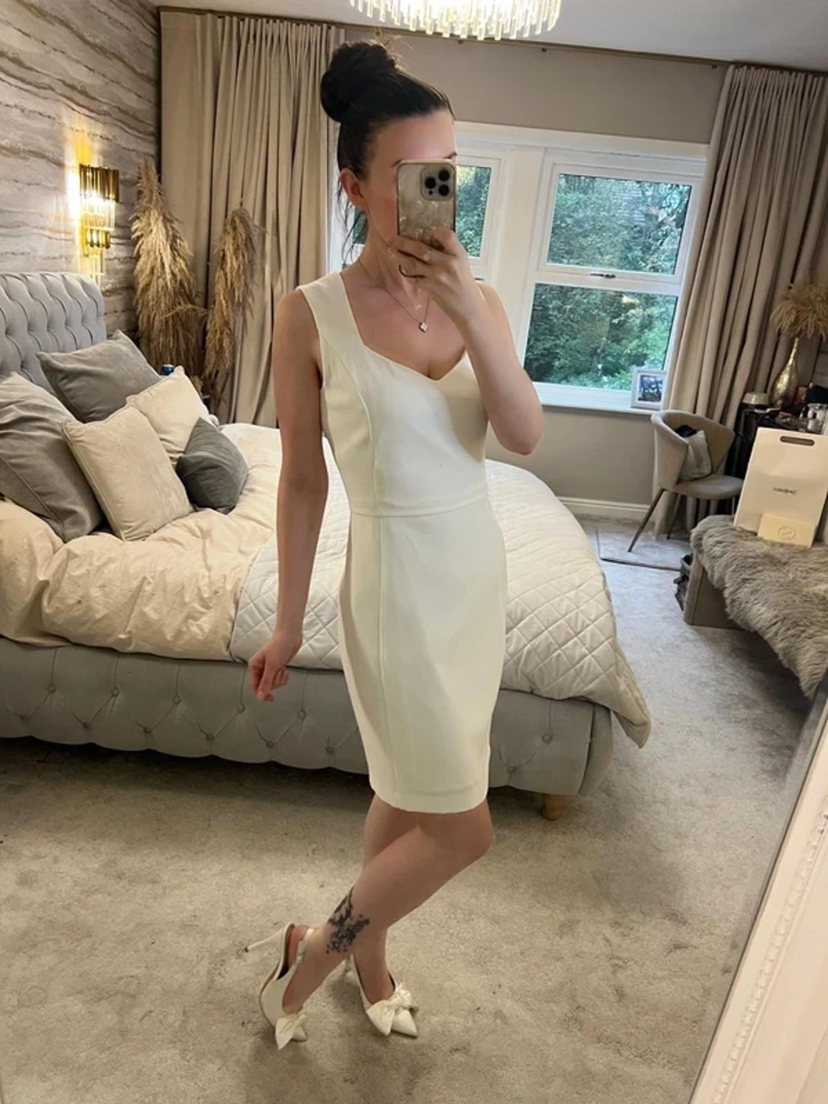 Mango White Formal Dress Medium