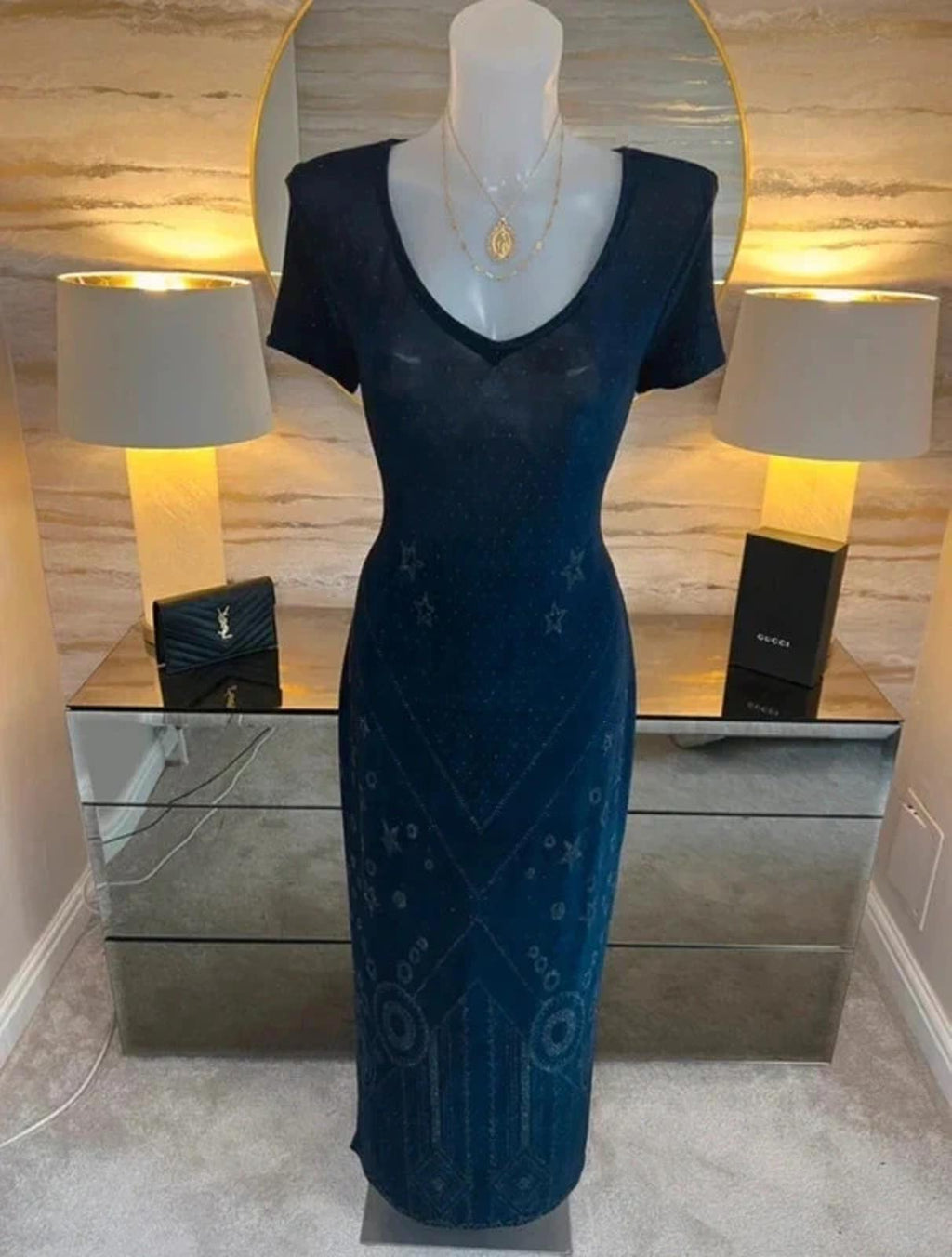 Algo Navy Glitter Maxi Dress 10