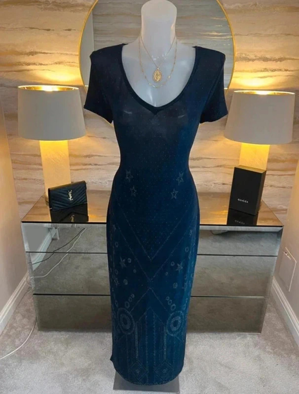 Algo Navy Glitter Maxi Dress 10