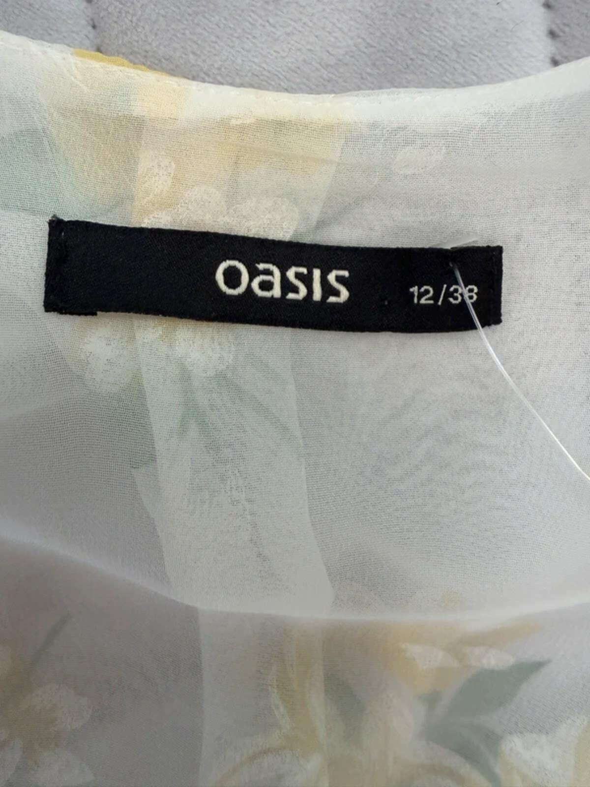 Oasis Sheer White & Yellow Floral Pleated Maxi Dress 12