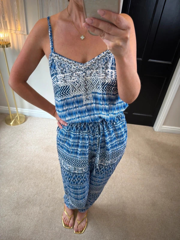 Monsoon Blue & White Embellished Jumpsuit 10