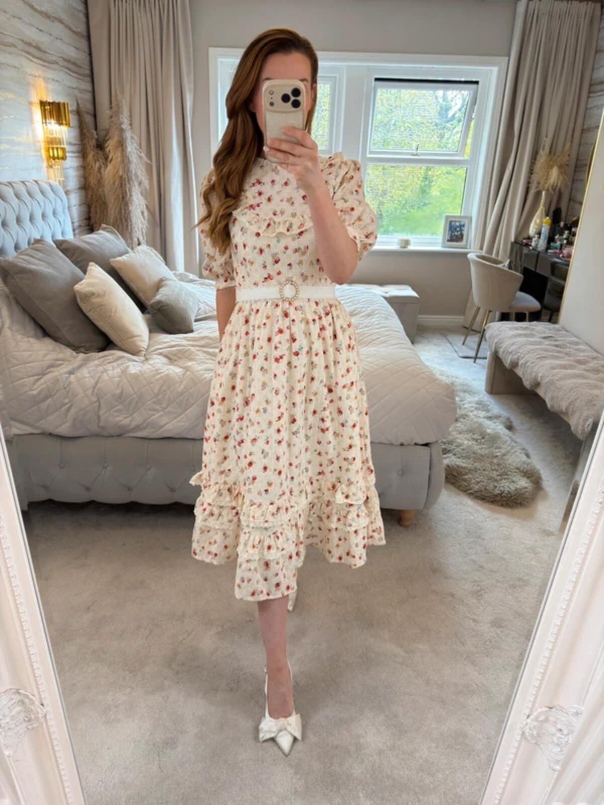 BNWT Anne Louise Boutique Floral Frill Midi Dress 8