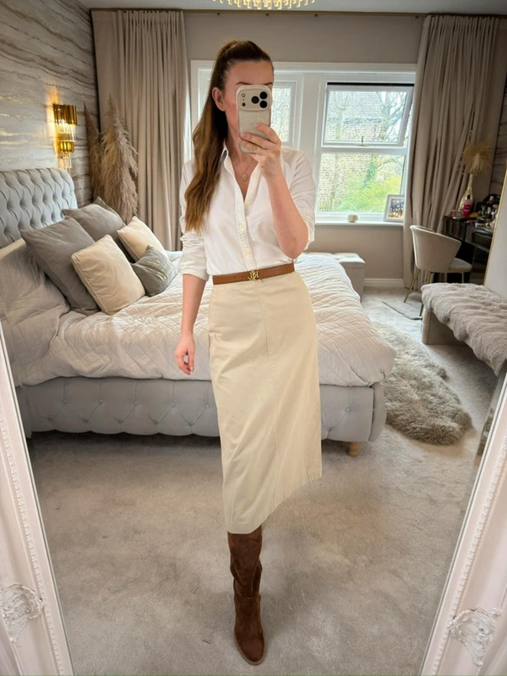 George Cream Midi Skirt 16