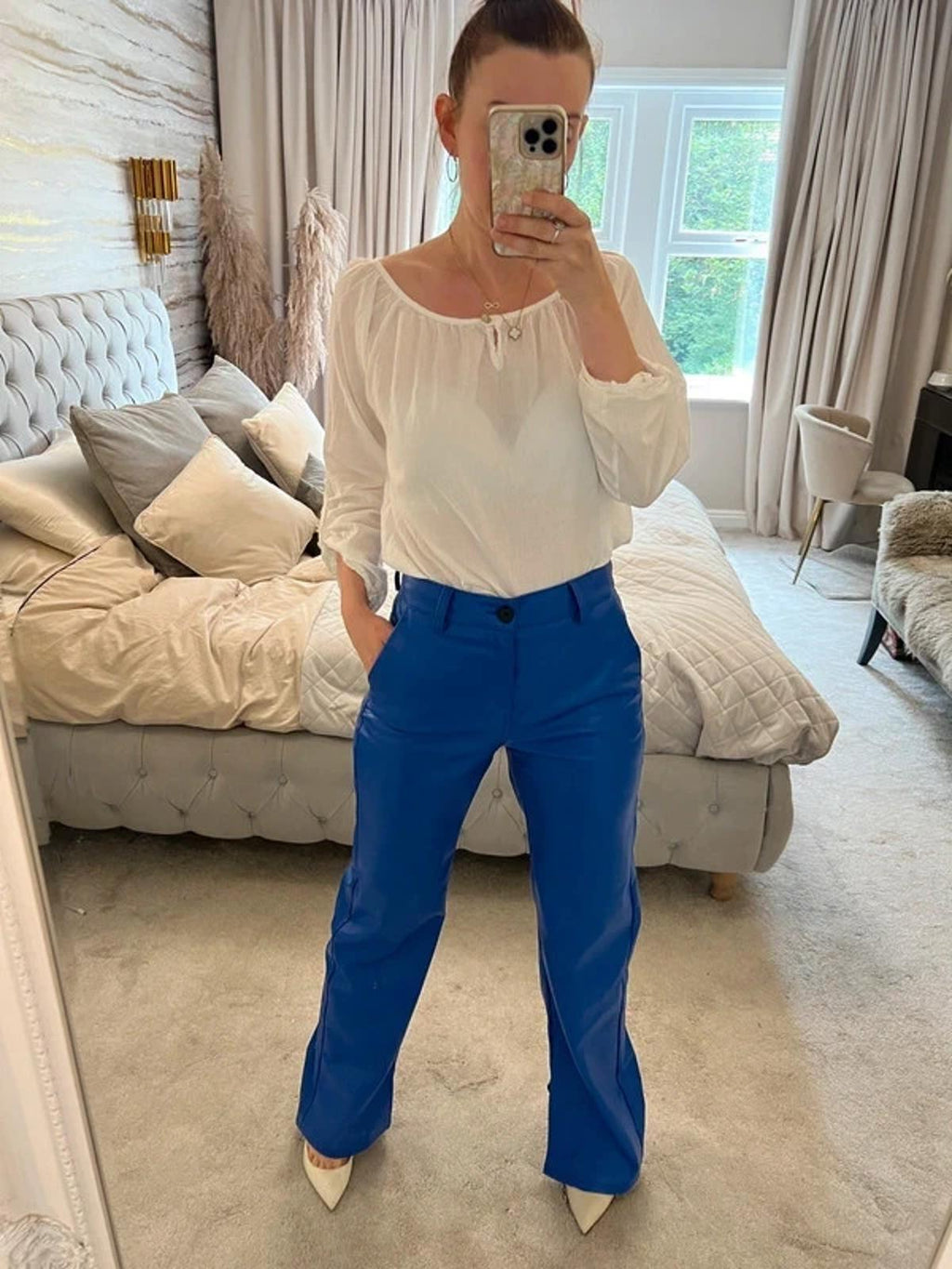 BNWT Bershka Blue Pleather Trouser Small