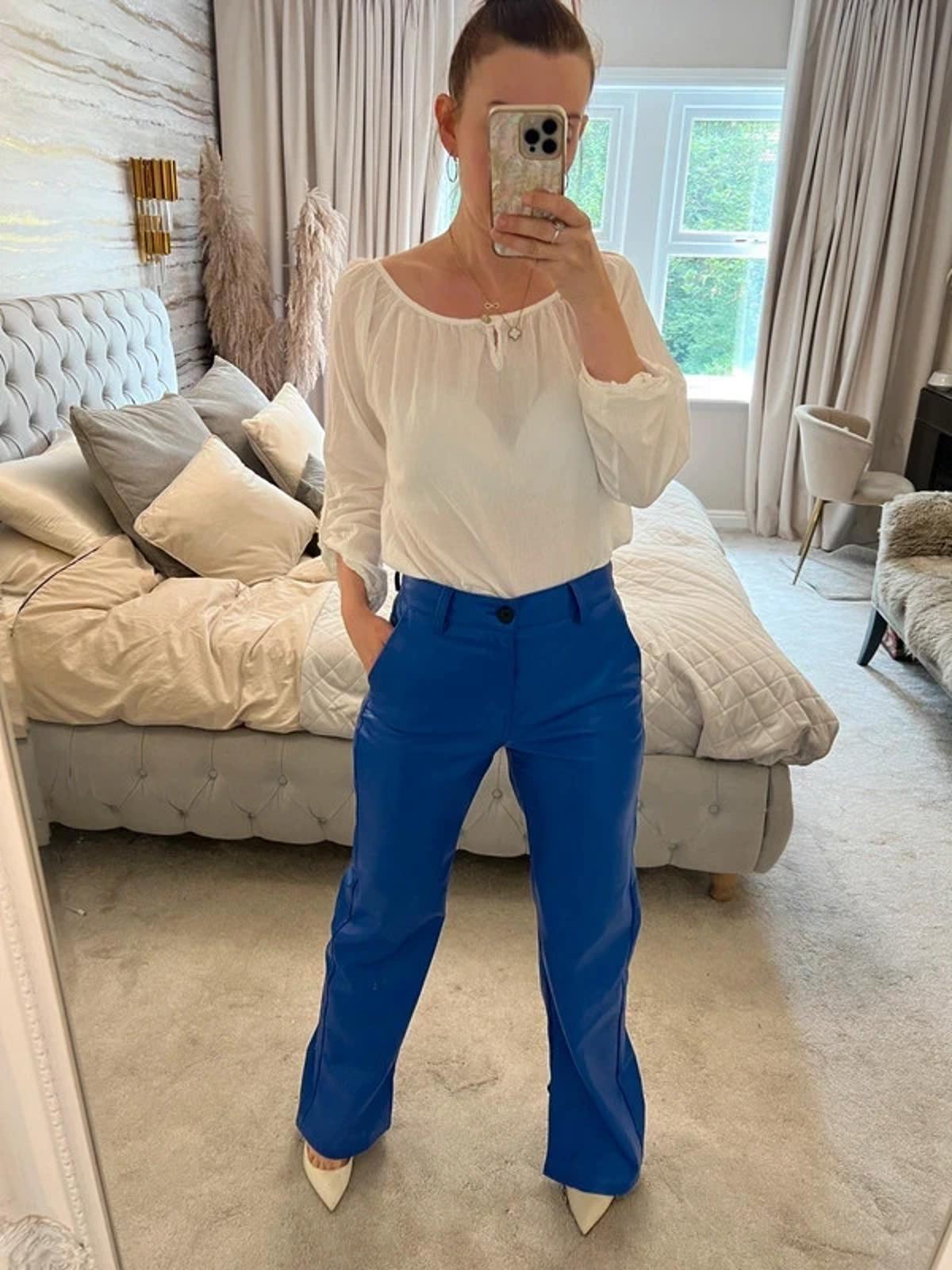 BNWT Bershka Blue Pleather Trouser Small